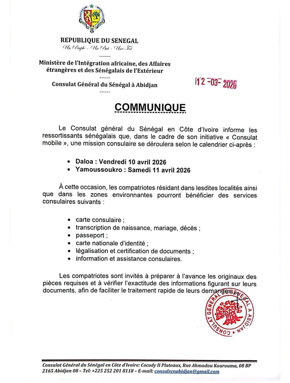 CONSULAT MOBILE DALOA YAKRO