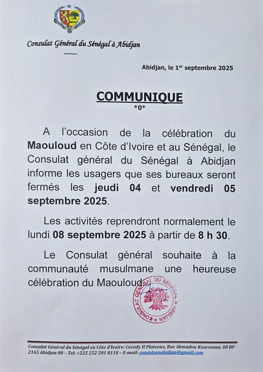 FERMETURE DU CONSULAT GENERAL